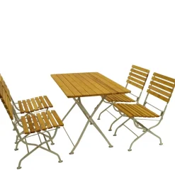 Biergarten Gartengarnitur aus Robinie & Stahl - Haita (fünfteilig)