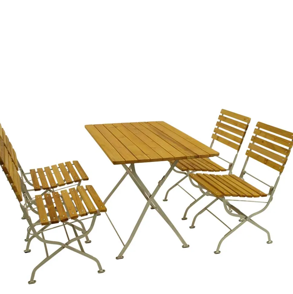 Biergarten Gartengarnitur aus Robinie & Stahl - Haita (fünfteilig)