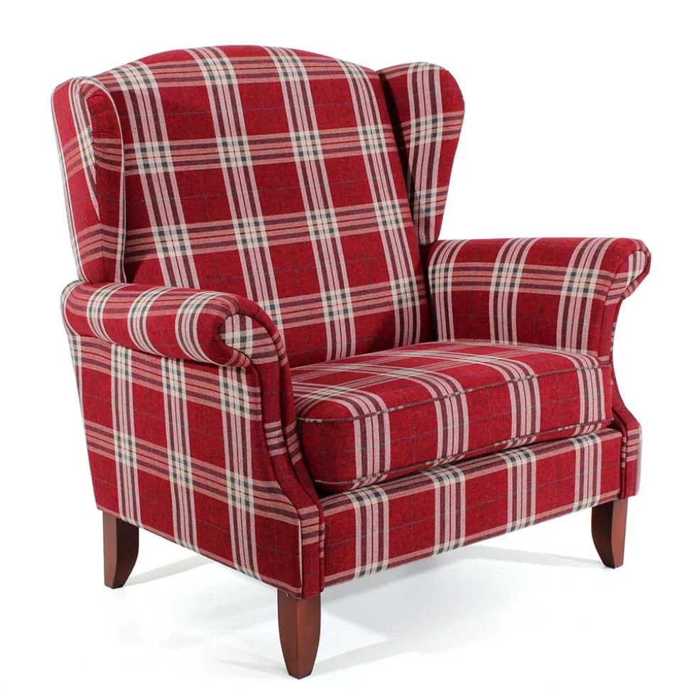 Big Ohrensessel in Rot kariert - Matieu