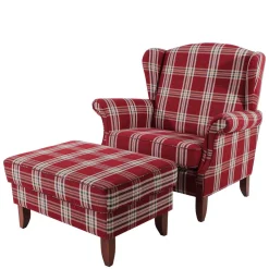 Big Ohrensessel in Rot kariert - Matieu