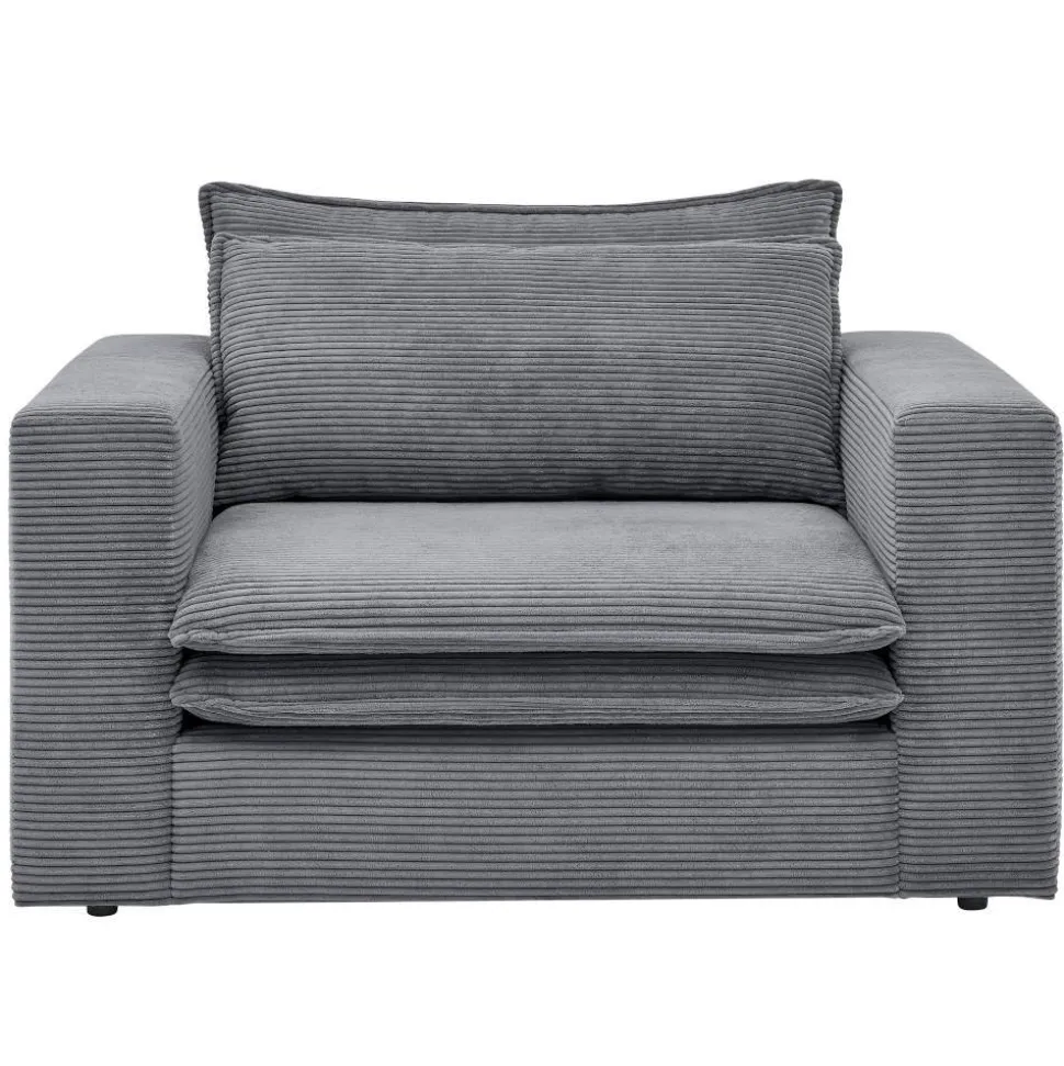 Big Sessel aus Cord in Anthrazit - Ruffos