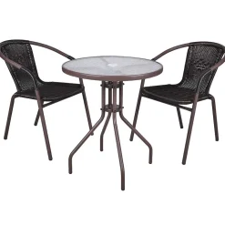 Bistro Sitzgruppe mit Glastisch - Justina (dreiteilig)