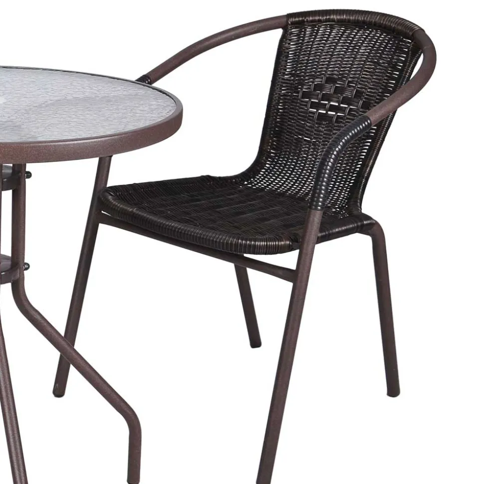 Bistro Sitzgruppe mit Glastisch - Justina (dreiteilig)