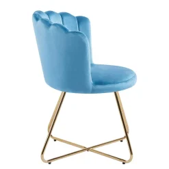 Blaue Samtstühle mit Muschel Design Lehne - Candelcero (2er Set)