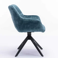 Blauer Armlehnenstuhl aus Velours - Paleara (2er Set)