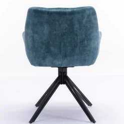 Blauer Armlehnenstuhl aus Velours - Paleara (2er Set)