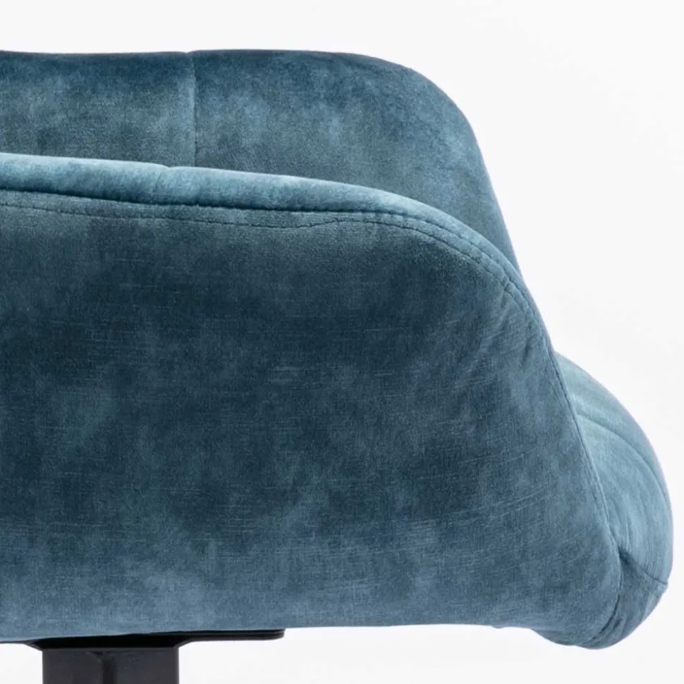 Blauer Armlehnenstuhl aus Velours - Paleara (2er Set)