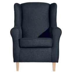 Blauer Ohrensessel mit Buche Beinen - Mag