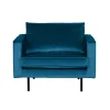 Blauer Samt-Sessel Cumagon im Retrostil