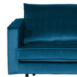 Blauer Samt-Sessel Cumagon im Retrostil