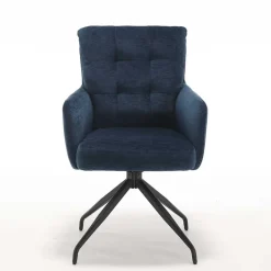 Blauer Tischsessel mit Chenillebezug - Catrizia (2er Set)