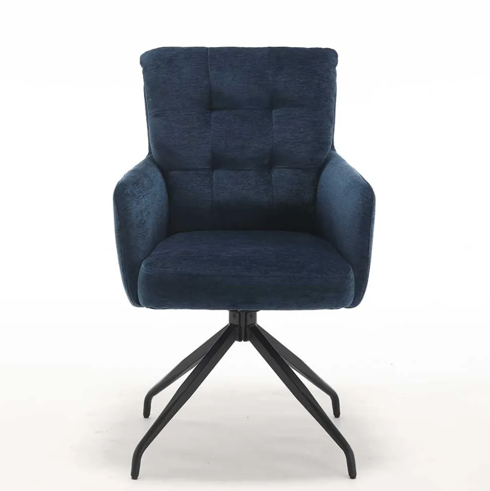 Blauer Tischsessel mit Chenillebezug - Catrizia (2er Set)