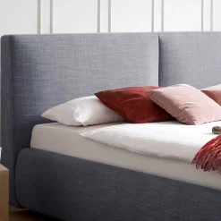 Blaues Polsterbett komplett mit Matratzen TTF - Sunset