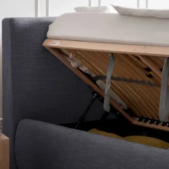 Blaues Polsterbett komplett mit Matratzen TTF - Sunset