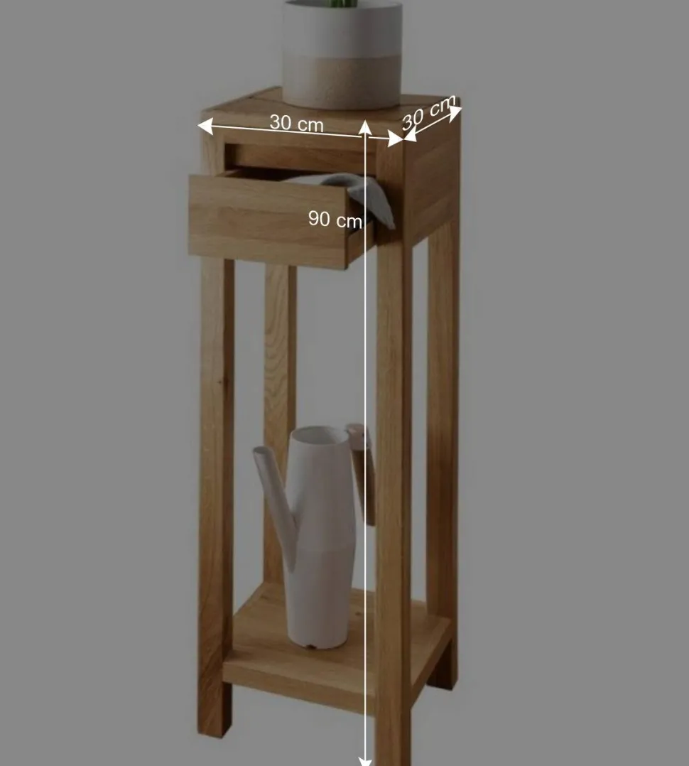 Blumensäule mit Schublade aus Wildeiche Massivholz - Acapella