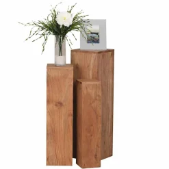 Blumensäulen Set Vislan aus Holz massiv Akazie (dreiteilig)