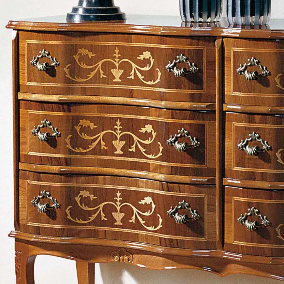 Bodenfreie Kommode mit 6 Schubladen Agosto im Barock Stil