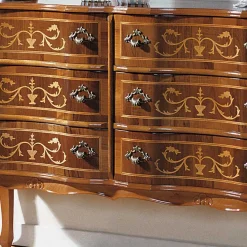 Bodenfreie Kommode mit 6 Schubladen Agosto im Barock Stil