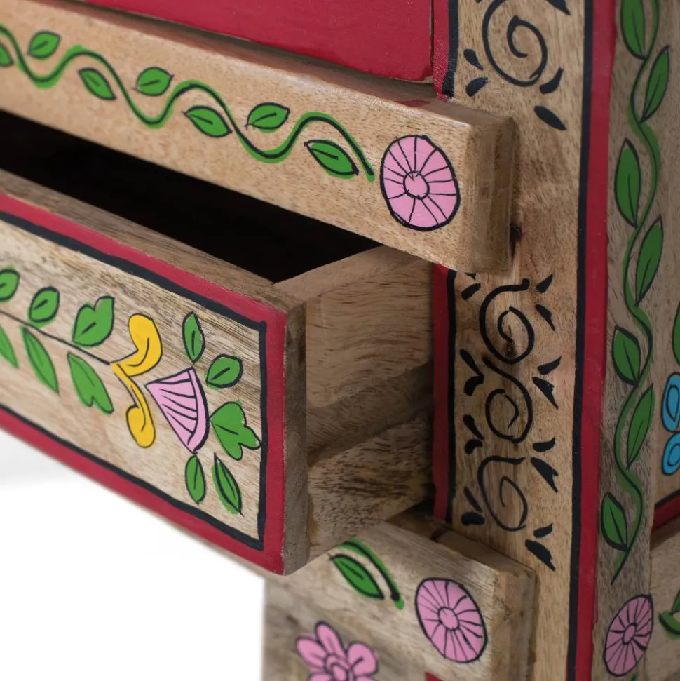 Boho Kommode mit Blumen Dekor im Folklore Style - Gionala