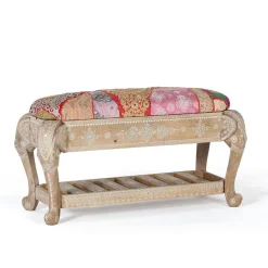 Boho Polsterbank in Holz White Wash - Sorellas