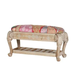 Boho Polsterbank in Holz White Wash - Sorellas