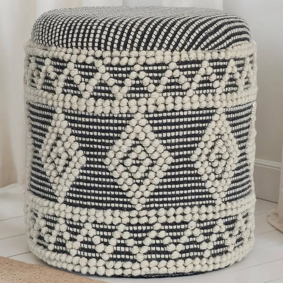 Boho Polsterhocker aus Wolle Webstoff - Fiodor