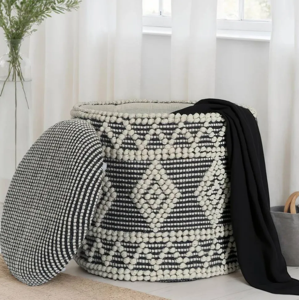 Boho Polsterhocker aus Wolle Webstoff - Fiodor