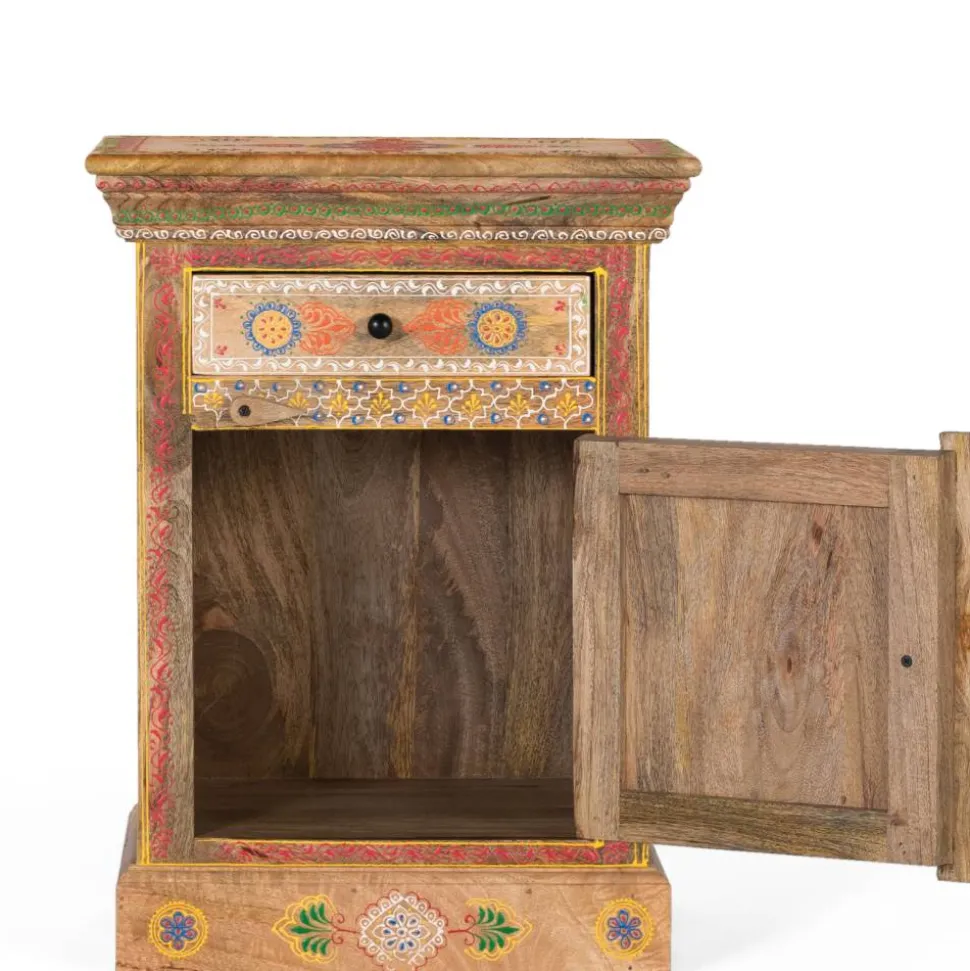 Boho Style Nachtschrank aus Mangoholz - Klapan