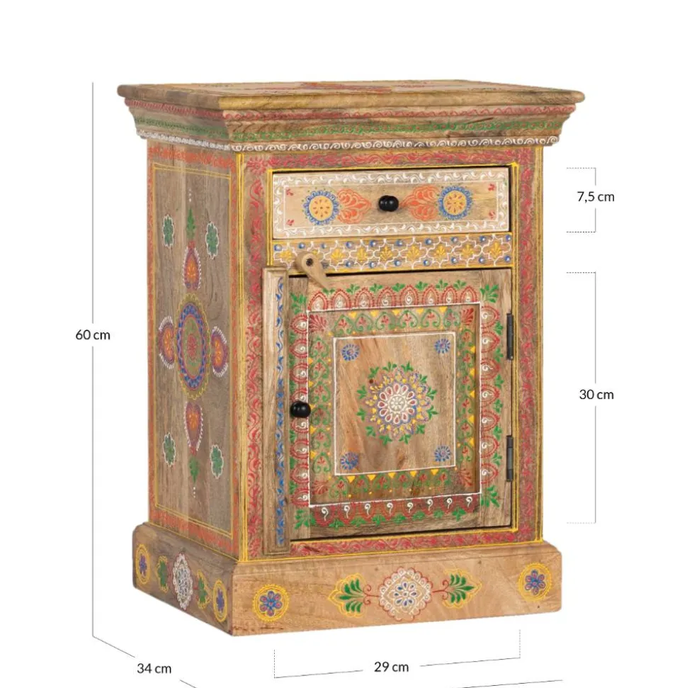 Boho Style Nachtschrank aus Mangoholz - Klapan