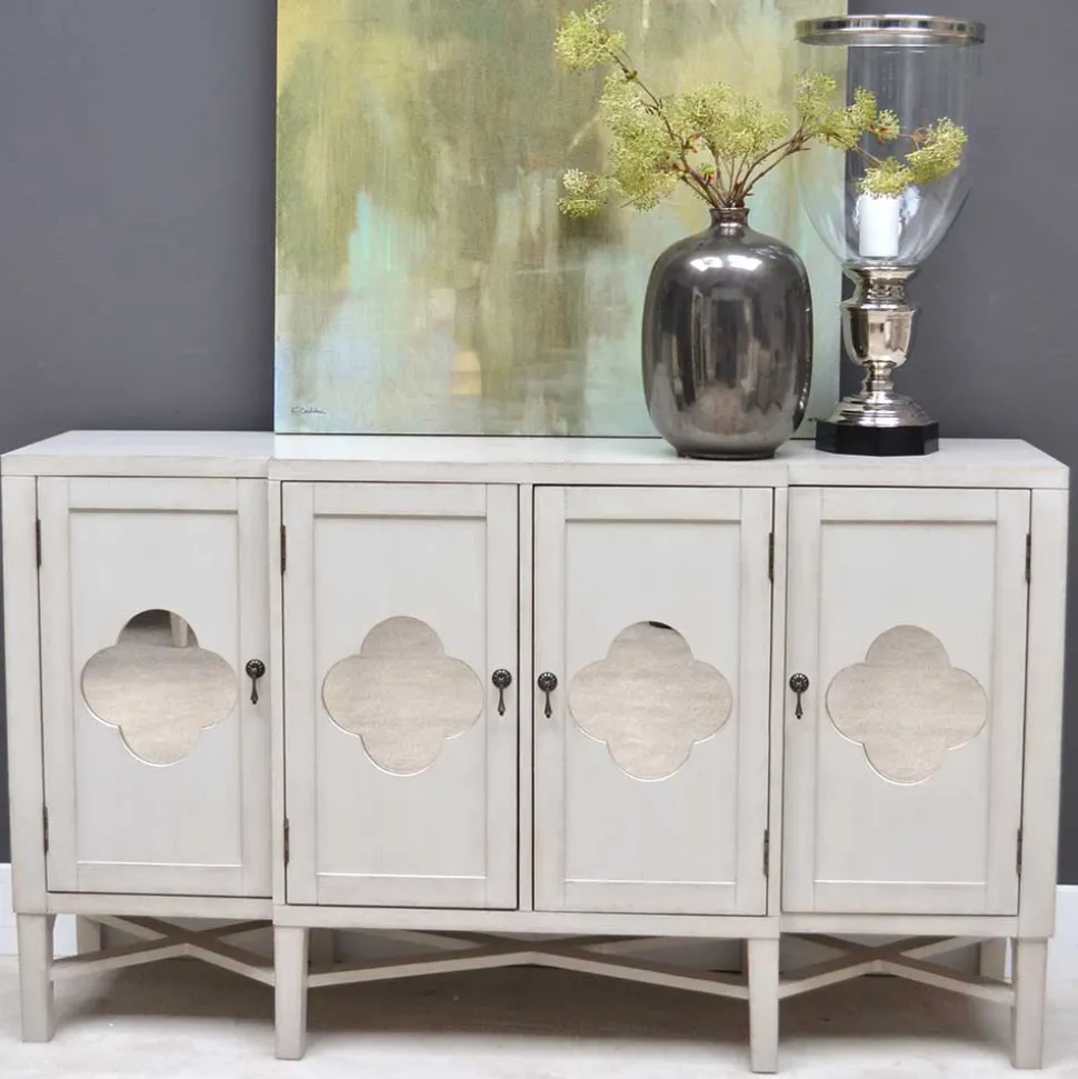 Boho Türen-Kommode in Antikweiß - Anice