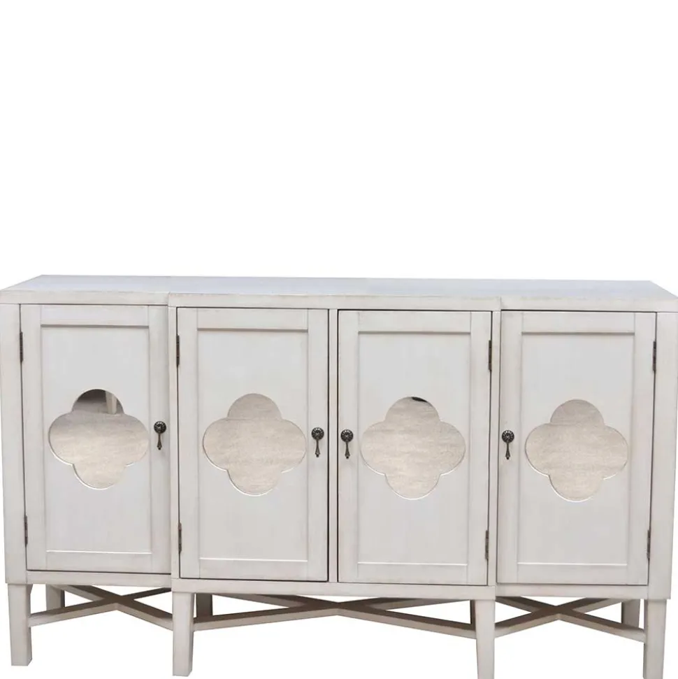 Boho Türen-Kommode in Antikweiß - Anice