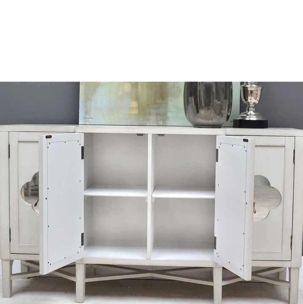 Boho Türen-Kommode in Antikweiß - Anice