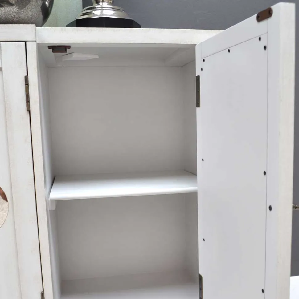 Boho Türen-Kommode in Antikweiß - Anice