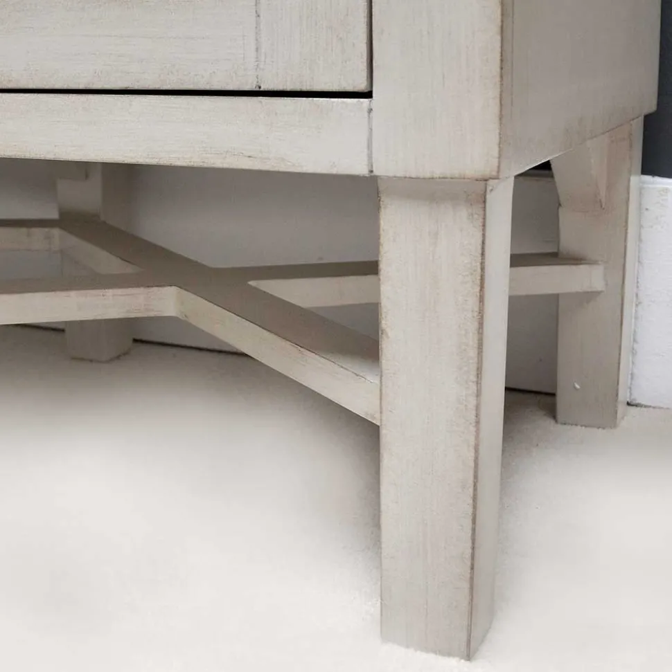 Boho Türen-Kommode in Antikweiß - Anice