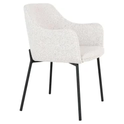 Boucle Armlehnenstühle in Cremeweiß - Astrida (2er Set)