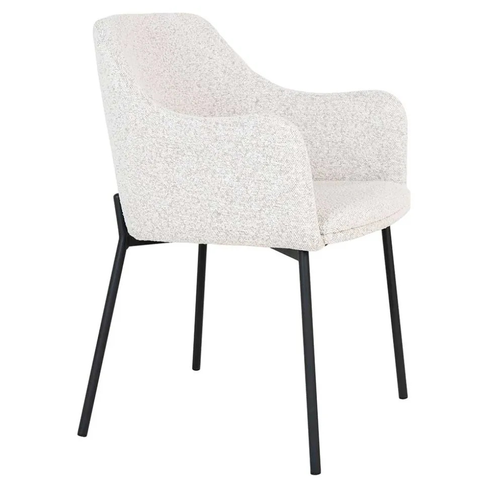 Boucle Armlehnenstühle in Cremeweiß - Astrida (2er Set)