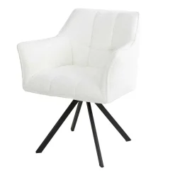 Boucle Armlehnenstuhl in Creme - drehbar - Tobrina (2er Set)