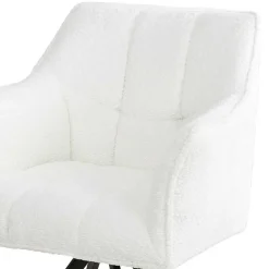 Boucle Armlehnenstuhl in Creme - drehbar - Tobrina (2er Set)