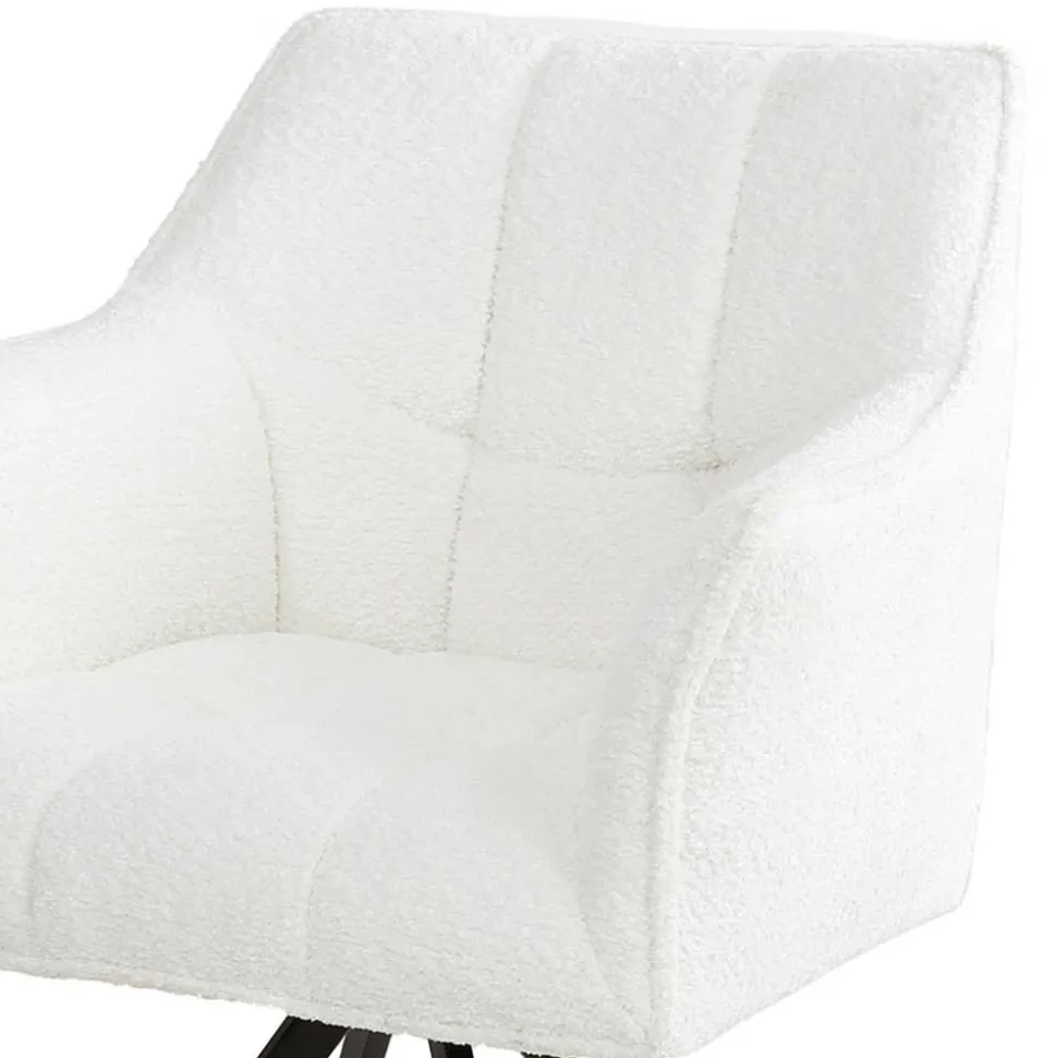 Boucle Armlehnenstuhl in Creme - drehbar - Tobrina (2er Set)