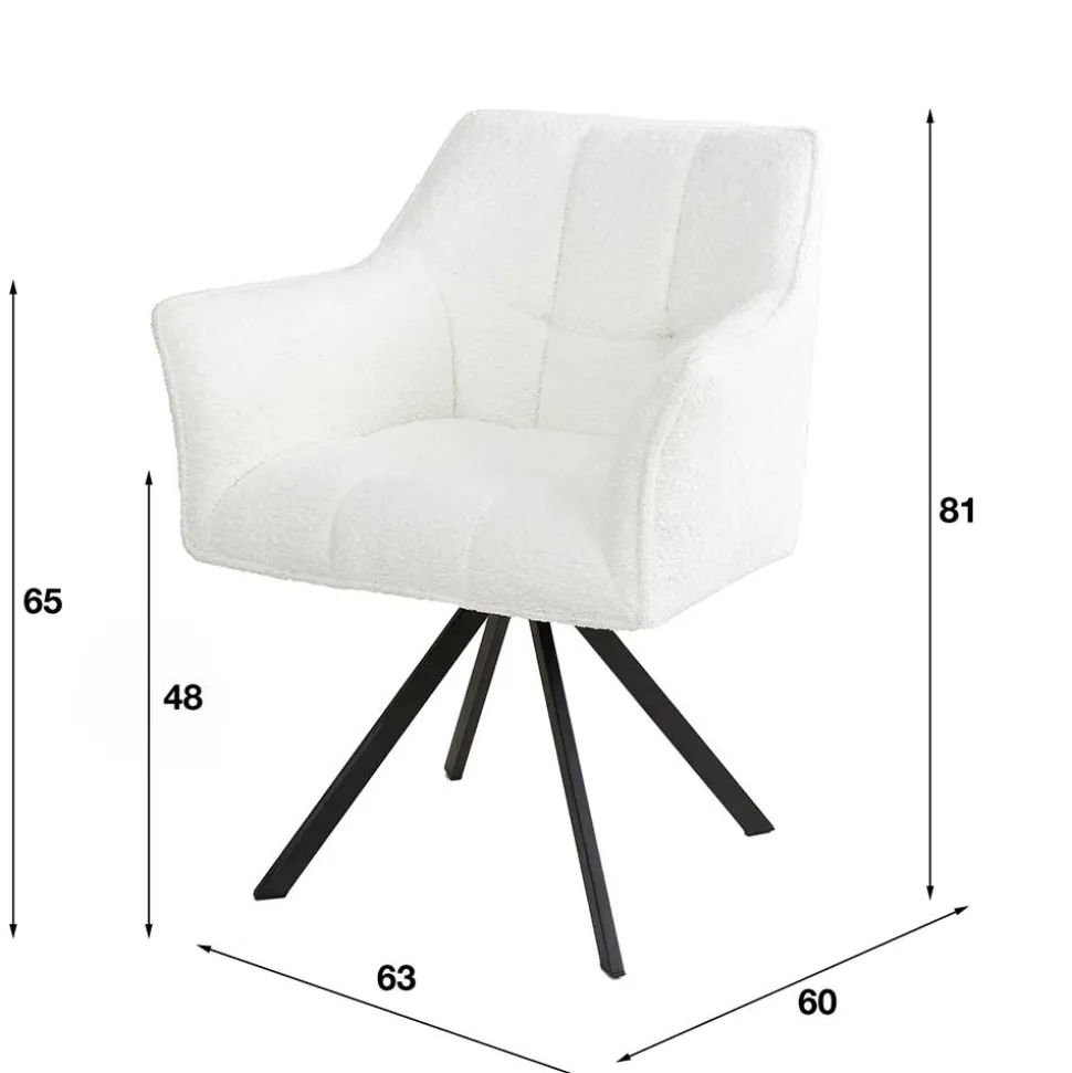 Boucle Armlehnenstuhl in Creme - drehbar - Tobrina (2er Set)