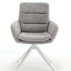 Boucle Armlehnenstuhl in Grau - Lulumo (2er Set)