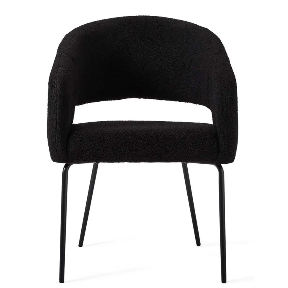 Boucle Armlehnenstuhl in Schwarz - Ivonata (2er Set)