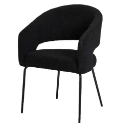 Boucle Armlehnenstuhl in Schwarz - Ivonata (2er Set)