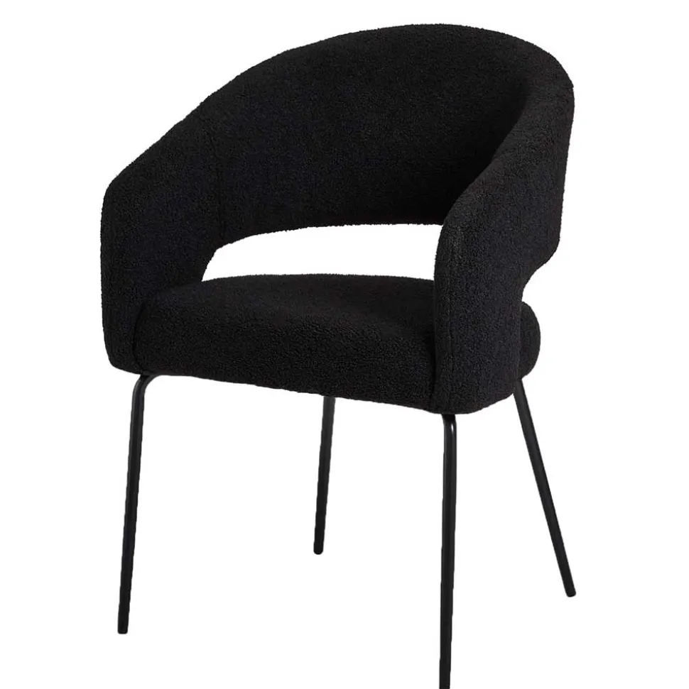 Boucle Armlehnenstuhl in Schwarz - Ivonata (2er Set)