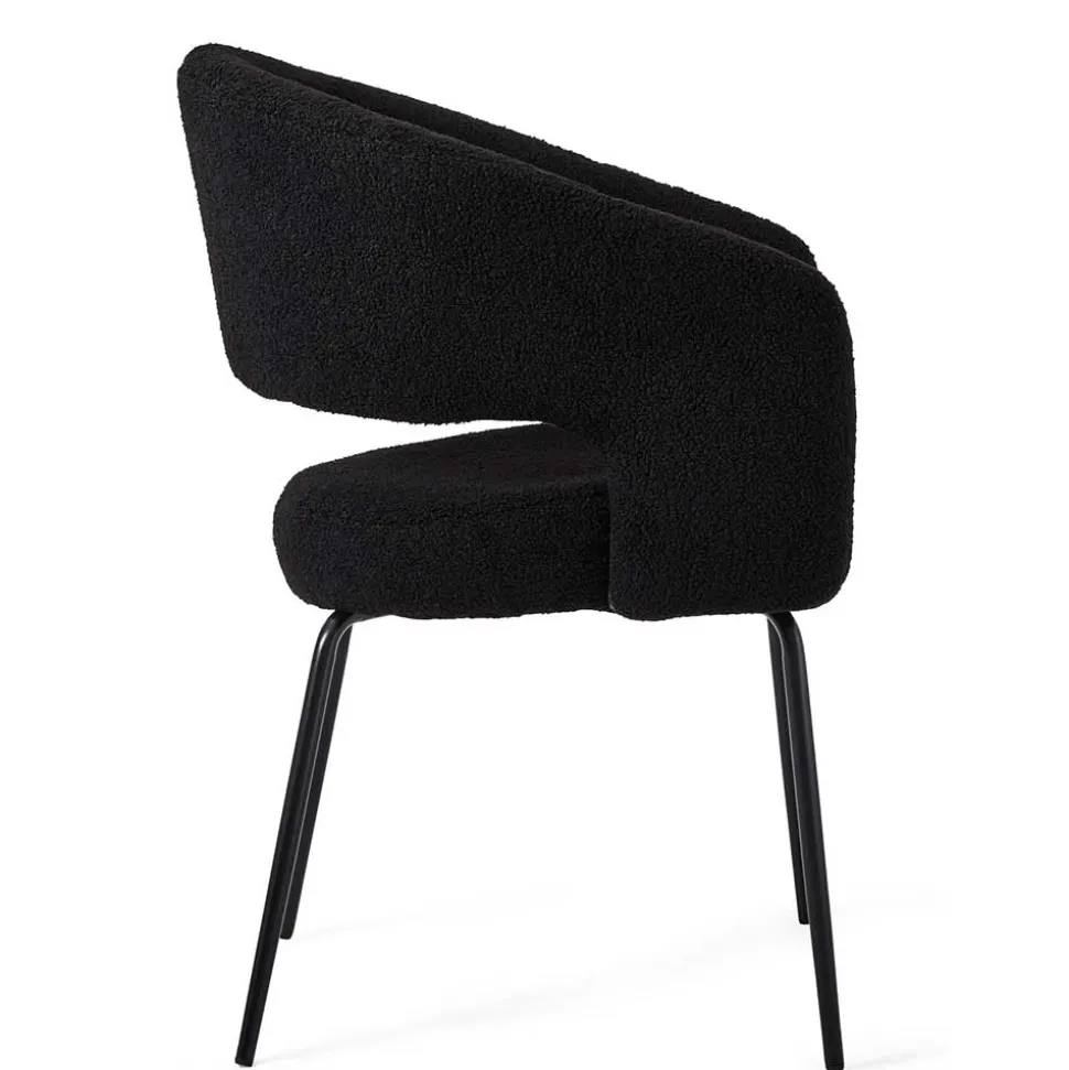 Boucle Armlehnenstuhl in Schwarz - Ivonata (2er Set)