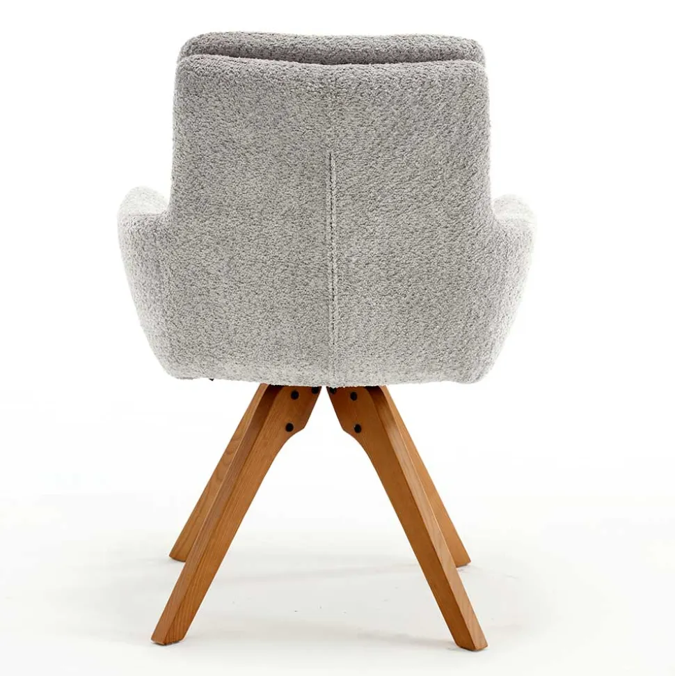 Boucle Armlehnstuhl mit Holz-Drehgestell - Udolph (2er Set)