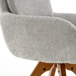 Boucle Armlehnstuhl mit Holz-Drehgestell - Udolph (2er Set)