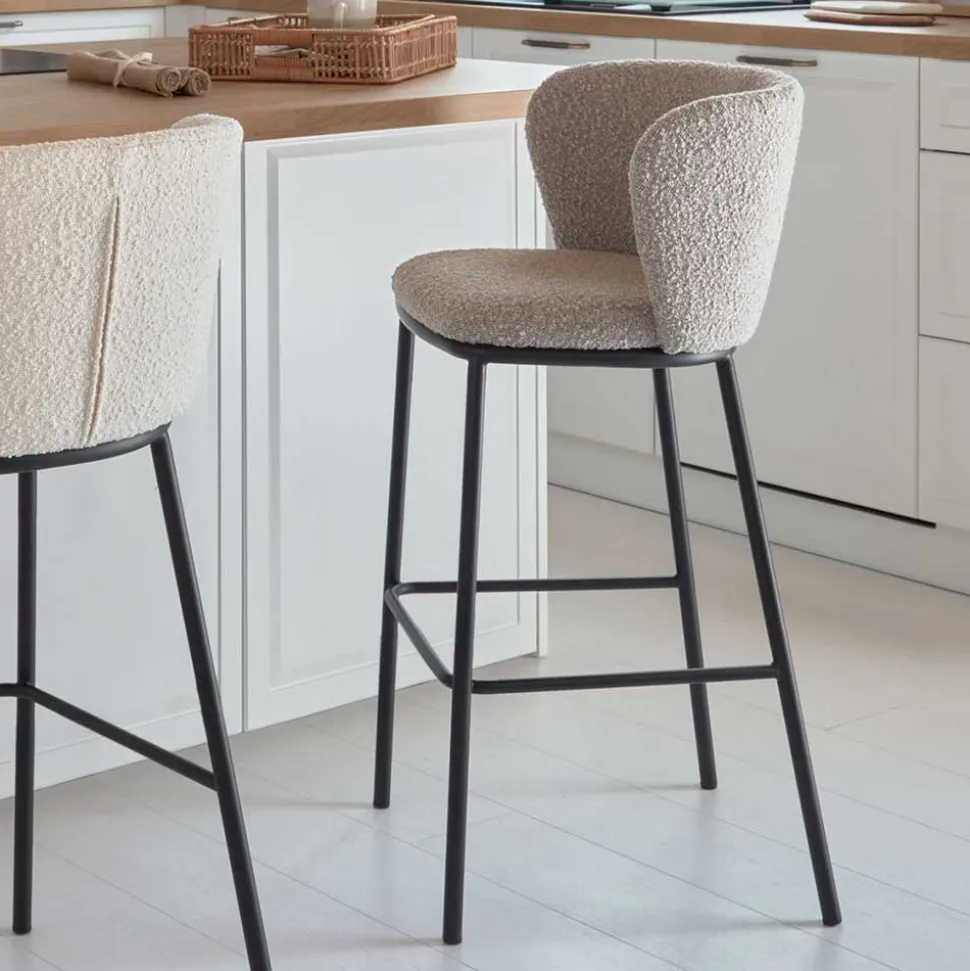 Boucle Barstühle mit 65 cm Sitzhöhe - Lucaz (2er Set)