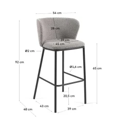 Boucle Barstühle mit 65 cm Sitzhöhe - Lucaz (2er Set)