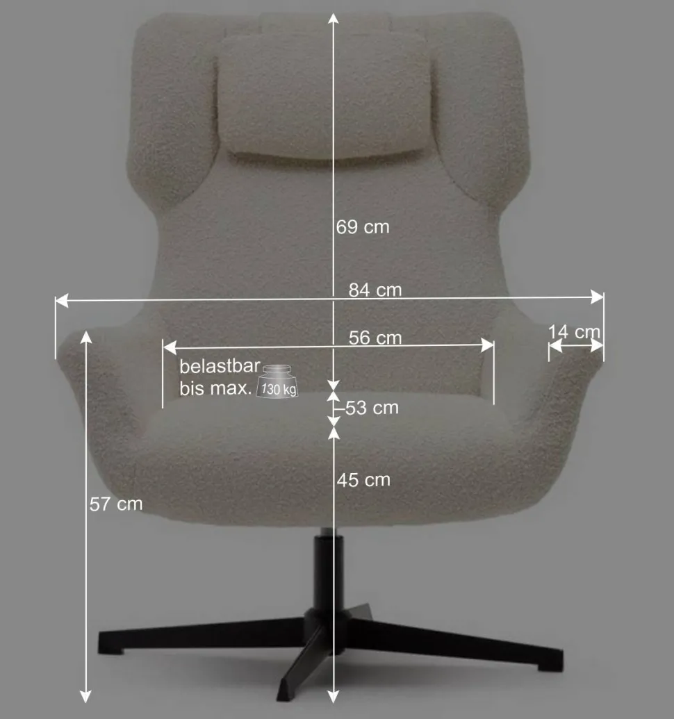 Boucle Polstersessel mit Drehgestell - Cacillo